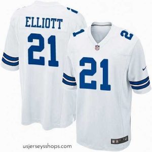 Exquisite Mens Nike Dallas Cowboys 21 Ezekiel Elliott Game White NFL Jersey