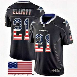 Enchanting Mens Nike Dallas Cowboys 21 Ezekiel Elliott Limited Black Rush USA Flag NFL Jersey