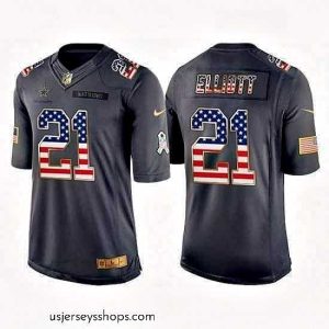 Magnificent Mens Nike Dallas Cowboys 21 Ezekiel Elliott Limited Black USA Flag Salute To Service NFL Jersey
