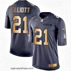 Magnificent Mens Nike Dallas Cowboys 21 Ezekiel Elliott Limited BlackGold Salute to Service NFL Jersey
