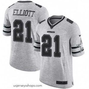 Sensational Mens Nike Dallas Cowboys 21 Ezekiel Elliott Limited Gray Gridiron II NFL Jersey