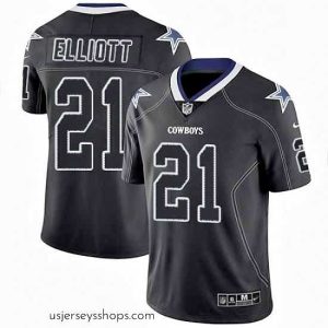 Glamorous Mens Nike Dallas Cowboys 21 Ezekiel Elliott Limited Lights Out Black Rush NFL Jersey
