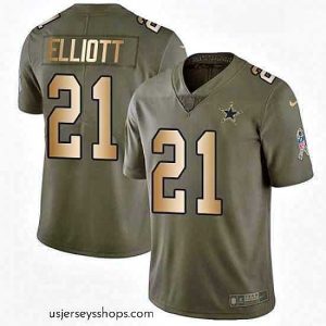 Breathtaking Mens Nike Dallas Cowboys 21 Ezekiel Elliott Limited OliveGold 2017 Salute to Service NFL Jersey