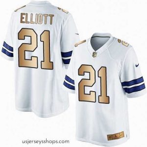 Exquisite Mens Nike Dallas Cowboys 21 Ezekiel Elliott Limited WhiteGold NFL Jersey