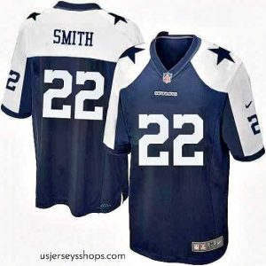 Sensational Mens Nike Dallas Cowboys 22 Emmitt Smith Game Navy Blue Throwback Alternate NFL Jersey