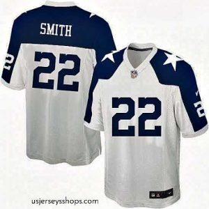 Alluring Mens Nike Dallas Cowboys 22 Emmitt Smith Game White Throwback Alternate NFL Jersey