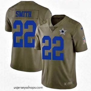 Glamorous Mens Nike Dallas Cowboys 22 Emmitt Smith Limited Olive 2017 Salute to Service NFL Jersey