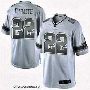 Sensational Mens Nike Dallas Cowboys 22 Emmitt Smith Limited White Platinum NFL Jersey