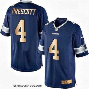 Glamorous Mens Nike Dallas Cowboys 4 Dak Prescott Limited NavyGold Team Color NFL Jersey