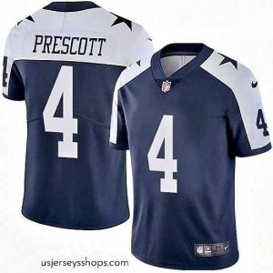 Glamorous Mens Nike Dallas Cowboys 4 Dak Prescott Navy Blue Throwback Alternate Vapor Untouchable Limited Player NFL Jersey