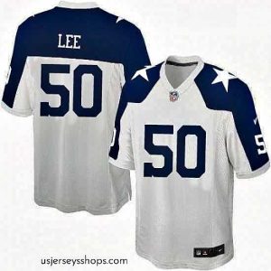 Exquisite Mens Nike Dallas Cowboys 50 Sean Lee Game White Throwback Alternate NFL Jersey