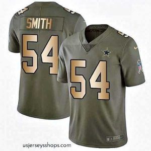Exquisite Mens Nike Dallas Cowboys 54 Jaylon Smith Limited OliveGold 2017 Salute to Service NFL Jersey