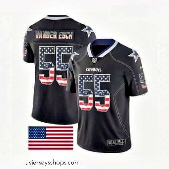 Sensational Mens Nike Dallas Cowboys 55 Leighton Vander Esch Limited Black Rush USA Flag NFL Jersey
