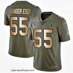 Captivating Mens Nike Dallas Cowboys 55 Leighton Vander Esch Limited OliveGold 2017 Salute to Service NFL Jersey