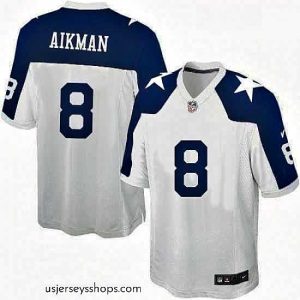 Breathtaking Mens Nike Dallas Cowboys 8 Troy Aikman Game White Throwback Alternate NFL Jersey
