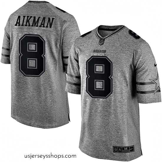 Glamorous Mens Nike Dallas Cowboys 8 Troy Aikman Limited Gray Gridiron NFL Jersey