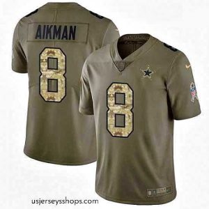 Glamorous Mens Nike Dallas Cowboys 8 Troy Aikman Limited OliveCamo 2017 Salute to Service NFL Jersey