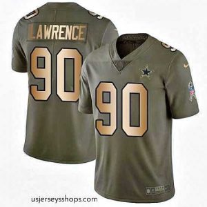 Glamorous Mens Nike Dallas Cowboys 90 Demarcus Lawrence Limited OliveGold 2017 Salute to Service NFL Jersey