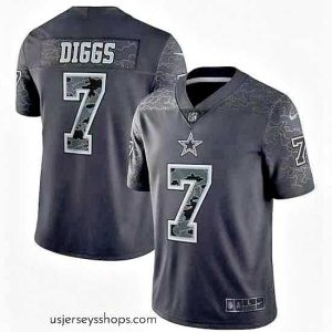 Stellar Men's Nike Dallas Cowboys Trevon Diggs #7 Black RFLCTV Limited Jersey