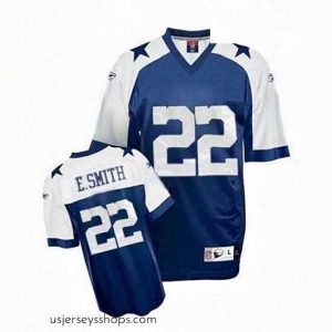 Sensational Mens Reebok Dallas Cowboys 22 Emmitt Smith Authentic Navy Blue Thanksgiving Throwback NFL Jersey