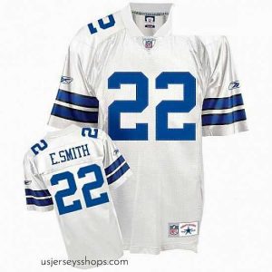 Sensational Mens Reebok Dallas Cowboys 22 Emmitt Smith Authentic White Throwback NFL Jersey