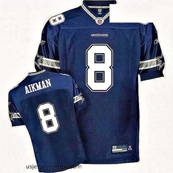 Exquisite Mens Reebok Dallas Cowboys 8 Troy Aikman Authentic Navy Blue Team Color Throwback NFL Jersey