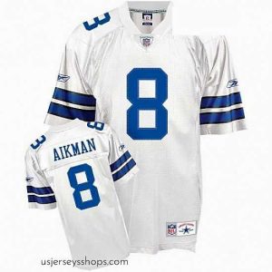 Sensational Mens Reebok Dallas Cowboys 8 Troy Aikman Authentic White Throwback NFL Jersey