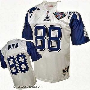 Magnificent Mitchell And Ness Dallas Cowboys 88 Michael Irvin Authentic White 75TH Patch Throwback NFL Jersey