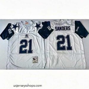 Stunning Mitchell Ness cowboys #21 Deion Sanders Throwback Stitched NFL Jersey
