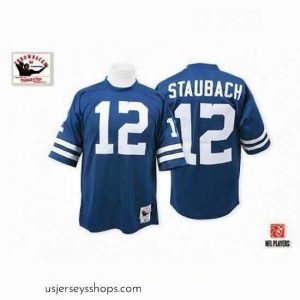 Enchanting Mitchell and Ness Dallas Cowboys 12 Roger Staubach Authentic Navy Blue Throwback NFL Jersey