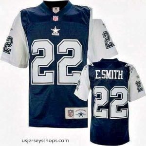 Enchanting Mitchell and Ness Dallas Cowboys 22 Emmitt Smith Authentic Navy BlueWhite Throwback NFL Jersey
