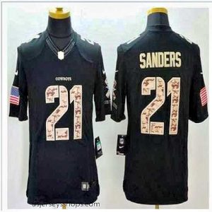Stunning New Dallas Cowboys #21 Deion Sanders Black Men's Stitched NFL Limited Salute to Service Jersey