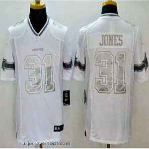 Exquisite New Dallas Cowboys #31 Byron Jones White Men's Stitched NFL Limited Platinum Jersey