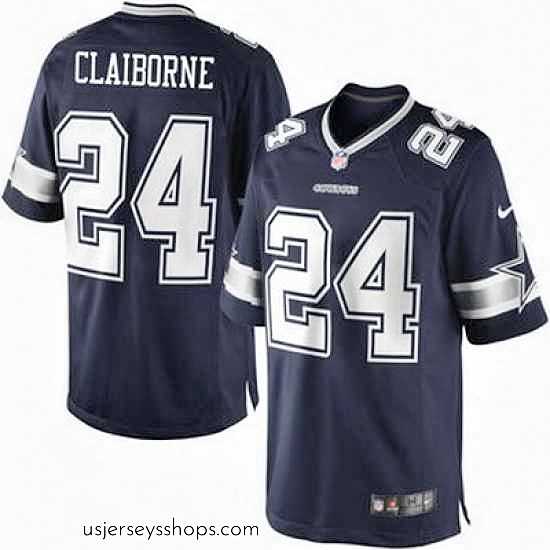 Breathtaking Nike #24 Morris Claiborne Dallas Cowboys Home Navy Blue Limited Jersey