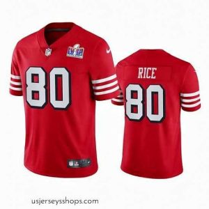 Captivating Nike 49ers 80 Jerry Rice Red Rush Stitched NFL Vapor Untouchable Limited 2024 Super Bowl LVIII Jersey
