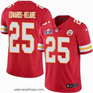 Captivating Nike Chiefs 25 Clyde Edwards Helaire Red Team Color Bound Stitched NFL Vapor Untouchable Limited 2024 Super Bowl LVIII Jersey