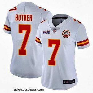 Breathtaking Nike Chiefs 7 Harrison Butker White Bound Stitched NFL Vapor Untouchable Limited 2024 Super Bowl LVIII Jersey