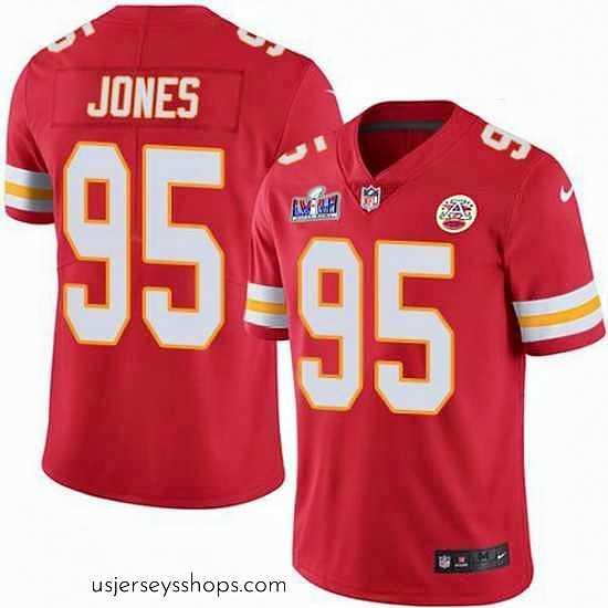 Glamorous Nike Chiefs 95 Chris Jones Red Team Color Bound Stitched NFL Vapor Untouchable Limited 2024 Super Bowl LVIII Jersey