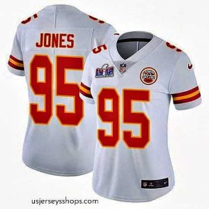 Captivating Nike Chiefs 95 Chris Jones White Bound Stitched NFL Vapor Untouchable Limited 2024 Super Bowl LVIII Jersey