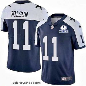 Exquisite Nike Cowboys 11 Cedrick Wilson Navy Blue Thanksgiving Stitched With Established In 1960 Patch NFL Vapor Untouchable Limited Throwback Jersey