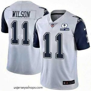 Enchanting Nike Cowboys 11 Cedrick Wilson White Stitched With Established In 1960 Patch NFL Limited Rush Jersey