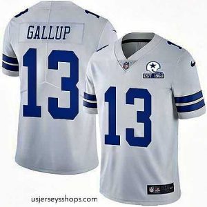 Stellar Nike Cowboys 13 Michael Gallup White Stitched With Established In 1960 Patch NFL Vapor Untouchable Limited Jersey