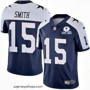 Captivating Nike Cowboys 15 Devin Smith Navy Blue Thanksgiving Stitched With Established In 1960 Patch NFL Vapor Untouchable Limited Throwback Jersey