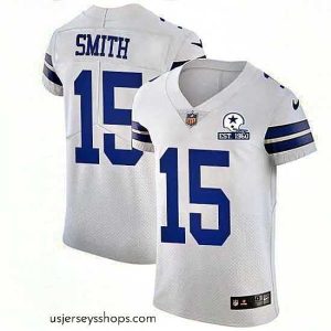 Stunning Nike Cowboys 15 Devin Smith White Stitched With Established In 1960 Patch NFL New Elite Jersey