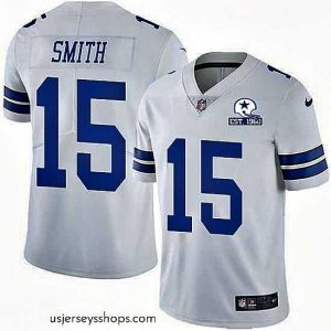 Stunning Nike Cowboys 15 Devin Smith White Stitched With Established In 1960 Patch NFL Vapor Untouchable Limited Jersey