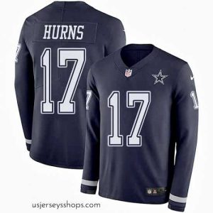 Captivating Nike Cowboys #17 Allen Hurns Navy Blue Team Color Stitched NFL Limited Therma Long Sleeve Jersey