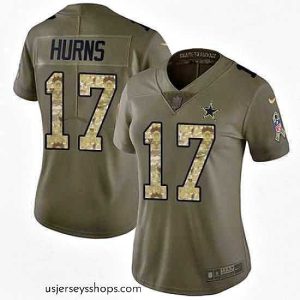 Stellar Nike Cowboys #17 Allen Hurns Olive Camo Womens Stitched NFL Limited 2017 Salute to Service Jersey