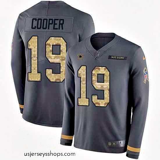 Sensational Nike Cowboys #19 Amari Cooper Anthracite Salute to Service Long Sleeve Jersey