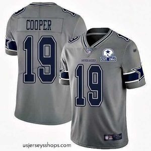 Exquisite Nike Cowboys 19 Amari Cooper Gray Stitched With Established In 1960 Patch NFL Limited Inverted Legend Jersey