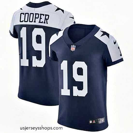 Stunning Nike Cowboys #19 Amari Cooper Navy Blue Thanksgiving Stitched NFL Vapor Untouchable Throwback Elite Jersey